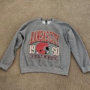 Custom Made Kansas City Chiefs Grey Crewneck Size Large